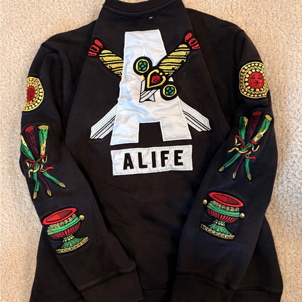 Alife Black Sweatshirt with Vibrant Embroidery